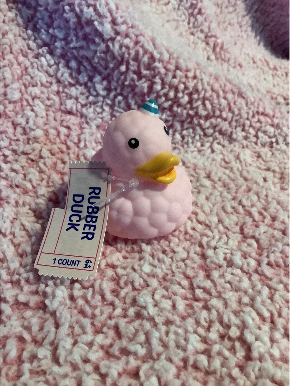 Pink Party Hat Rubber Duck Bath Toy
